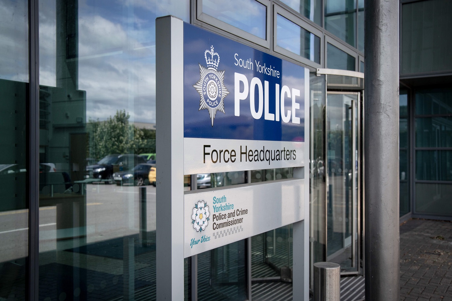 South Yorkshire Police Headquarters sign in Carbrook, Sheffield